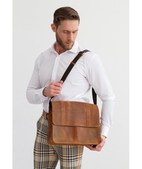 Leather satchel Classic light brown Crazy Horse with Pull Up effect