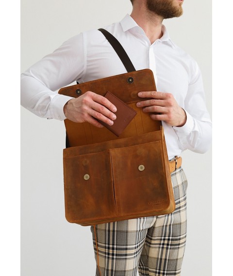 Leather satchel Classic light brown Crazy Horse with Pull Up effect