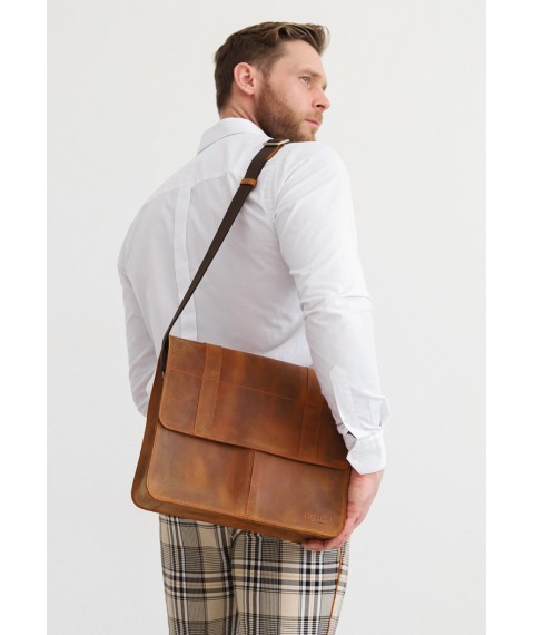 Leather satchel Classic light brown Crazy Horse with Pull Up effect