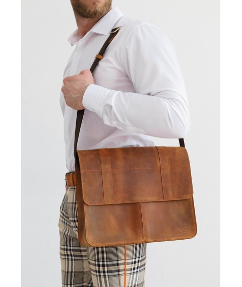 Leather satchel Classic light brown Crazy Horse with Pull Up effect