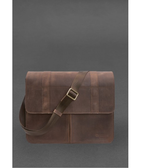 Шкіряна сумка-портфель Classic темно-коричневий Crazy Horse з ефектом Pull up