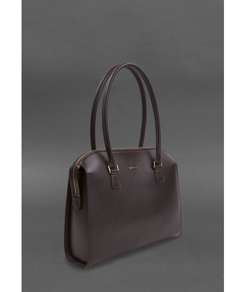 Women's leather bag Business dark brown Crust