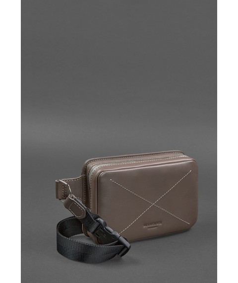 Шкіряна поясна сумка Dropbag Mini темно-бежева