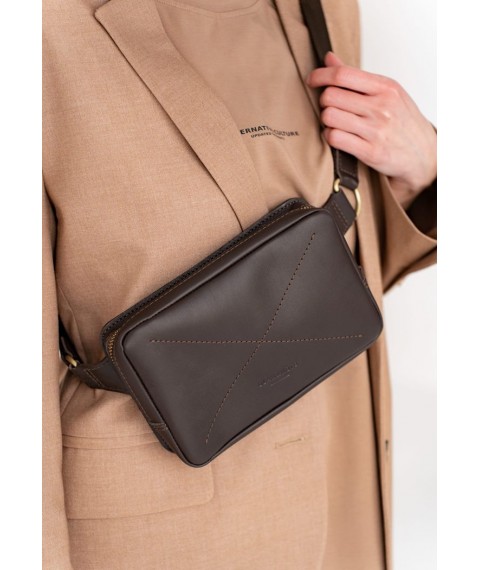 Leather Dropbag Mini waist bag dark brown