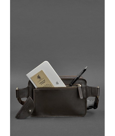 Leather Dropbag Mini waist bag dark brown