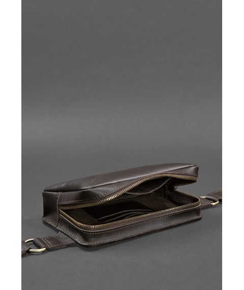 Leather Dropbag Mini waist bag dark brown