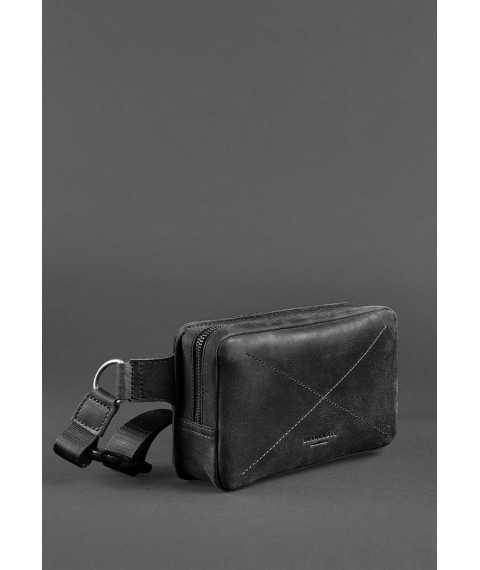 Leather belt bag Dropbag Mini black Crazy Horse