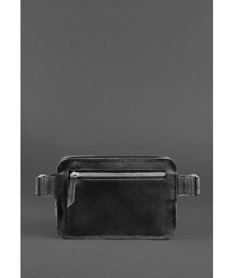 Leather belt bag Dropbag Mini black Crazy Horse