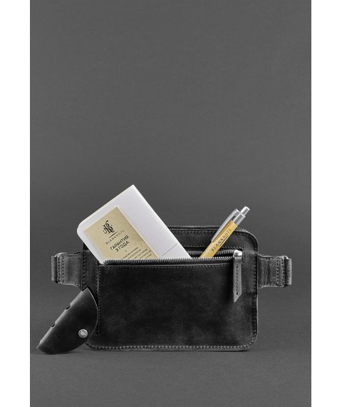 Leather belt bag Dropbag Mini black Crazy Horse