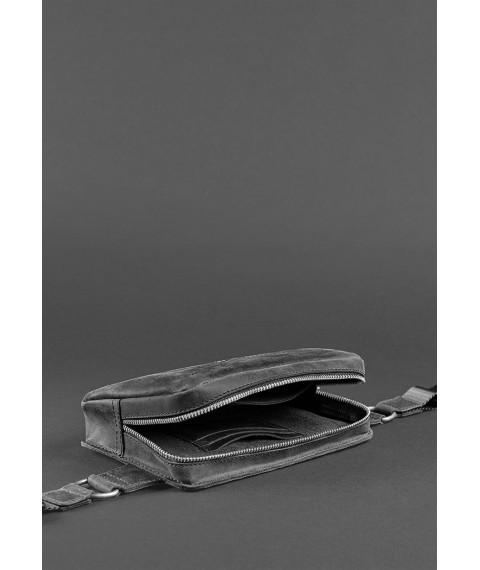Leather belt bag Dropbag Mini black Crazy Horse
