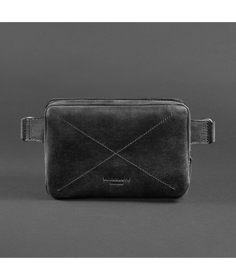 Leather belt bag Dropbag Mini black Crazy Horse