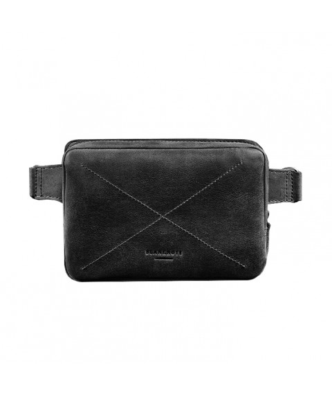 Leather belt bag Dropbag Mini black Crazy Horse