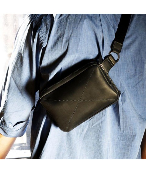 Leather belt bag Dropbag Mini black Crazy Horse