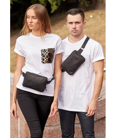 Leather belt bag Dropbag Mini black Crazy Horse