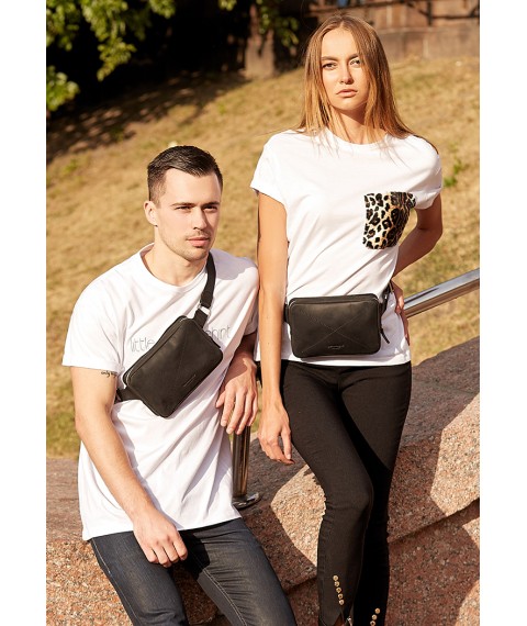 Leather belt bag Dropbag Mini black Crazy Horse