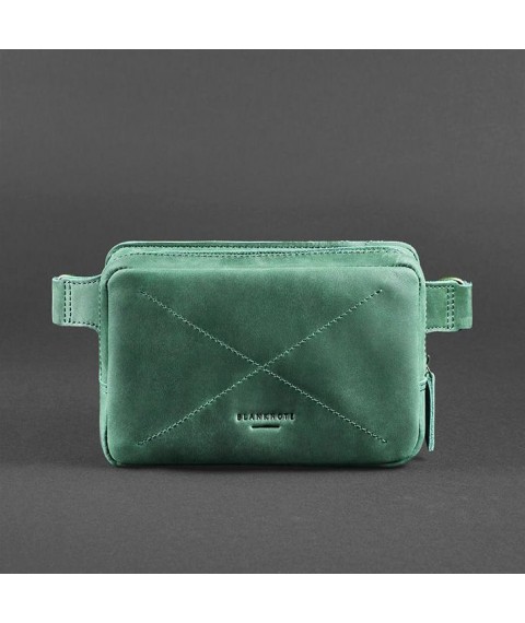 Шкіряна поясна сумка Dropbag Mini зелена Crazy Horse