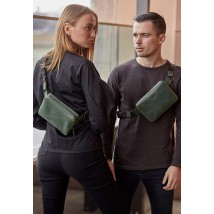 Шкіряна поясна сумка Dropbag Mini зелена Crazy Horse