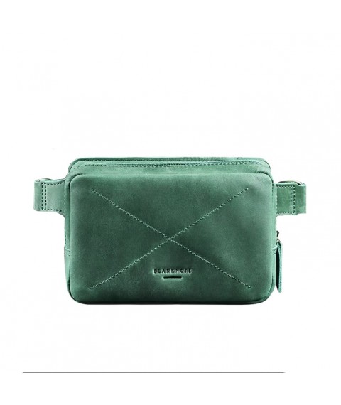 Шкіряна поясна сумка Dropbag Mini зелена Crazy Horse