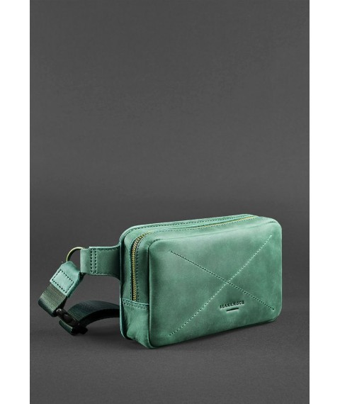 Шкіряна поясна сумка Dropbag Mini зелена Crazy Horse