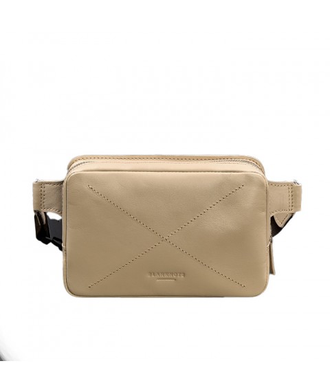 Leather women's belt bag Dropbag Mini light beige