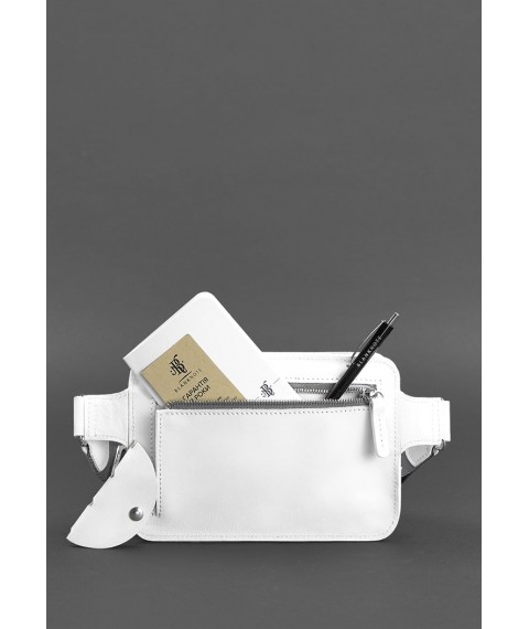 Шкіряна жіноча поясна сумка Dropbag Mini біла