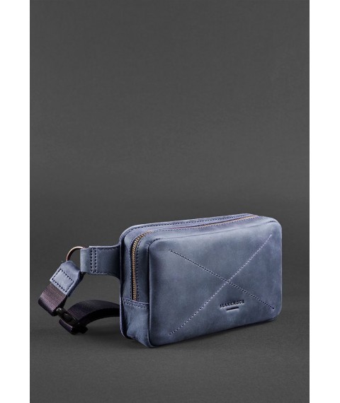 Шкіряна поясна сумка Dropbag Mini синя