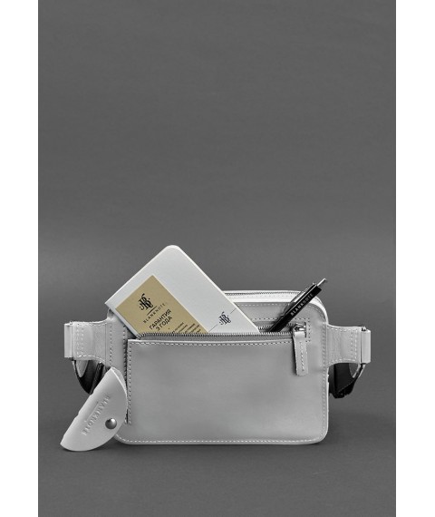 Кожаная женская поясная сумка Dropbag Mini серая
