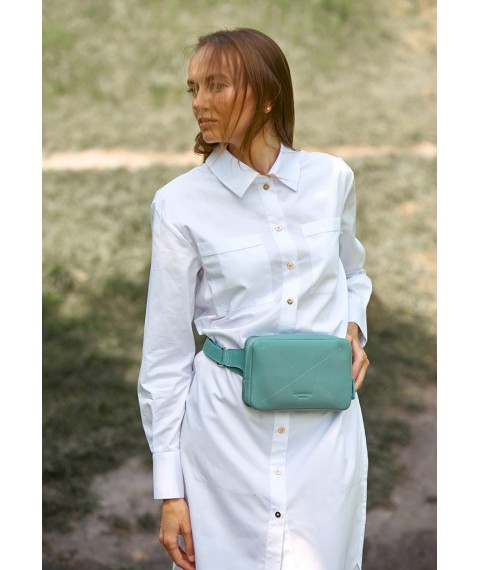 Leather women's waist bag Dropbag Mini turquoise