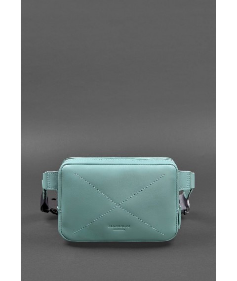 Leather women's waist bag Dropbag Mini turquoise