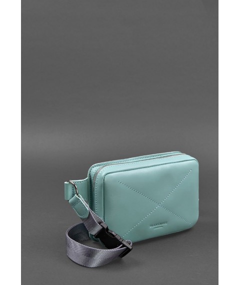 Leather women's waist bag Dropbag Mini turquoise