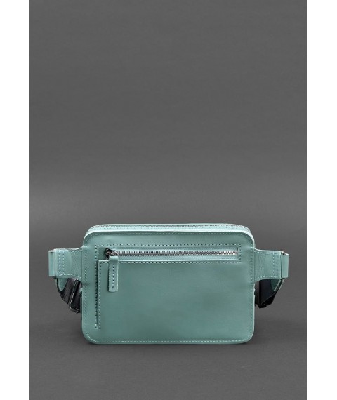 Leather women's waist bag Dropbag Mini turquoise