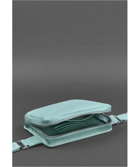 Leather women's waist bag Dropbag Mini turquoise