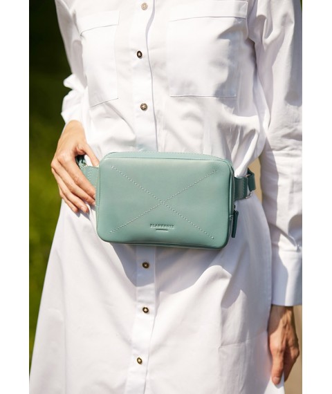 Leather women's waist bag Dropbag Mini turquoise