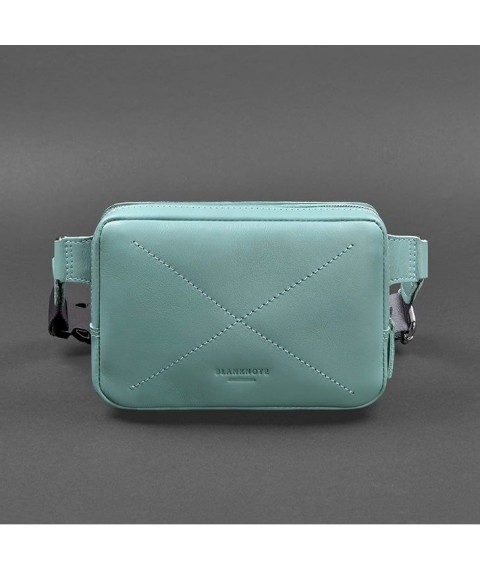 Leather women's waist bag Dropbag Mini turquoise