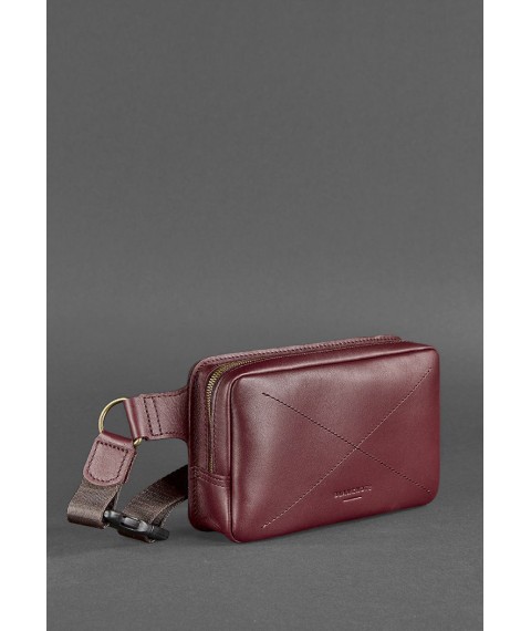 Leather belt bag Dropbag Mini Krast burgundy