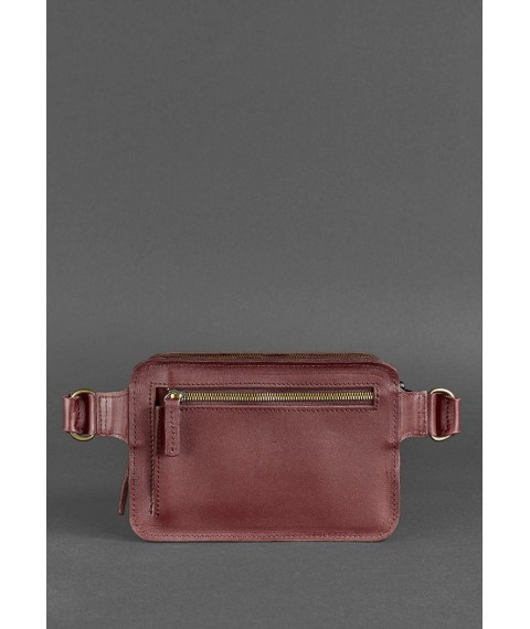 Leather belt bag Dropbag Mini Krast burgundy