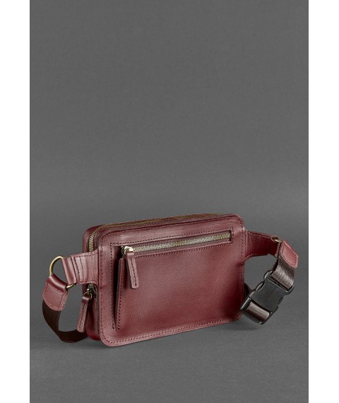 Leather belt bag Dropbag Mini Krast burgundy