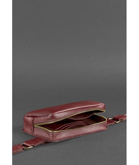 Leather belt bag Dropbag Mini Krast burgundy