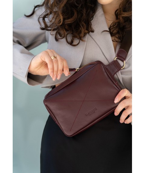 Leather belt bag Dropbag Mini Krast burgundy