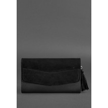 Шкіряна жіноча сумка Еліс чорна Велюр