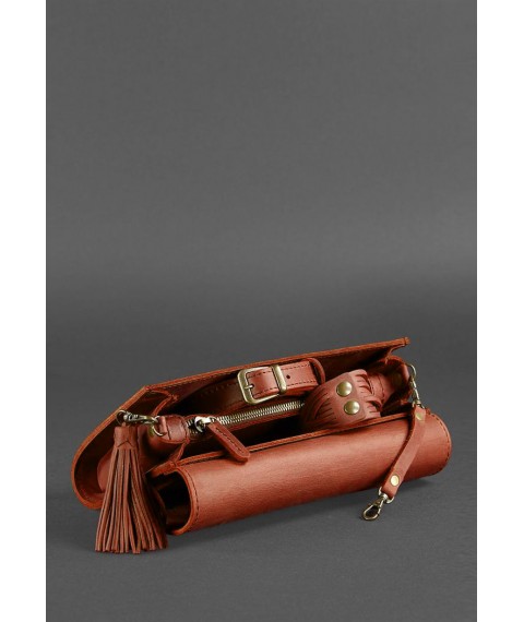 Женская кожаная сумка Элис светло-коричневая Краст