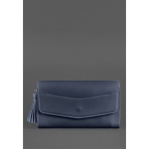 Шкіряна жіноча сумка Еліс темно-синя