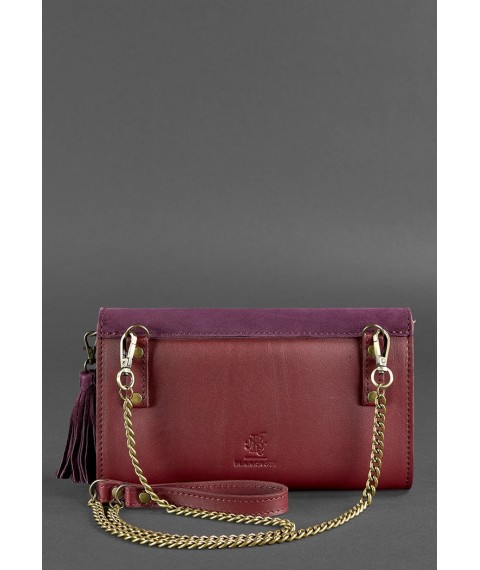 Women's leather bag Alice burgundy Velor crust