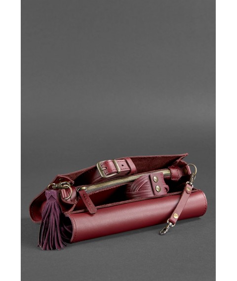 Женская кожаная сумка Элис бордовая Велюр краст