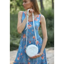 Leather round women's bag Bon-Bon white