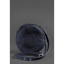 Шкіряна кругла жіноча сумка Бон-Бон темно-синя