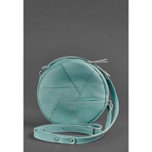 Кожаная круглая женская сумка Бон-Бон бирюзовая