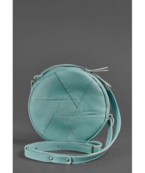 Leather round women's bag Bon-Bon, turquoise