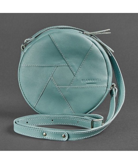 Шкіряна кругла жіноча сумка Бон-Бон бірюзова