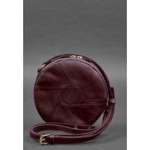 Leather round women's bag Bon-Bon burgundy Crazy Horse